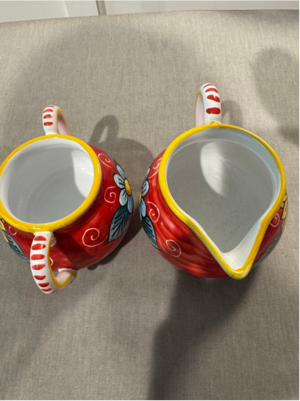 SBERNA DERUTA Red & Yellow Floral Creamer & Sugar Set One Size - Picture 6 of 13